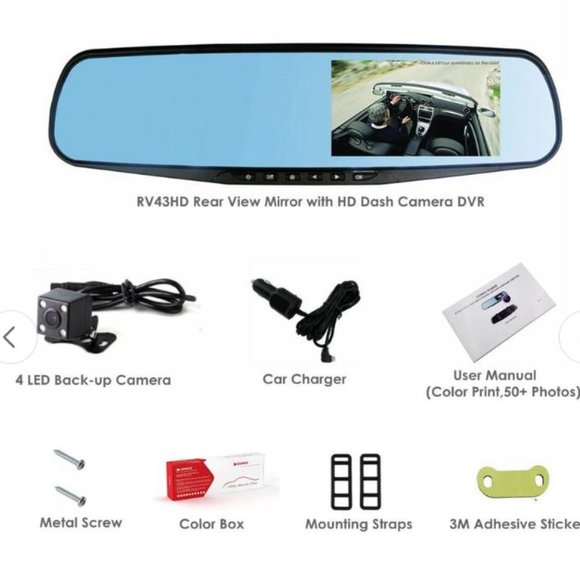 NEW! OUMAX RV43HD Rear View Mirror Dash Cam - Picture 5 of 11
